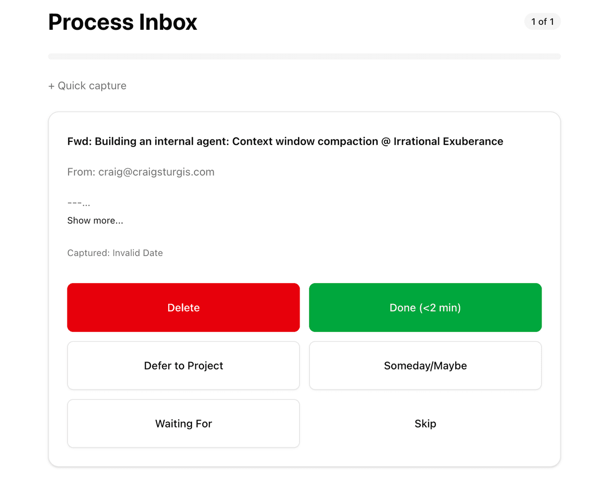 Easy inbox capture