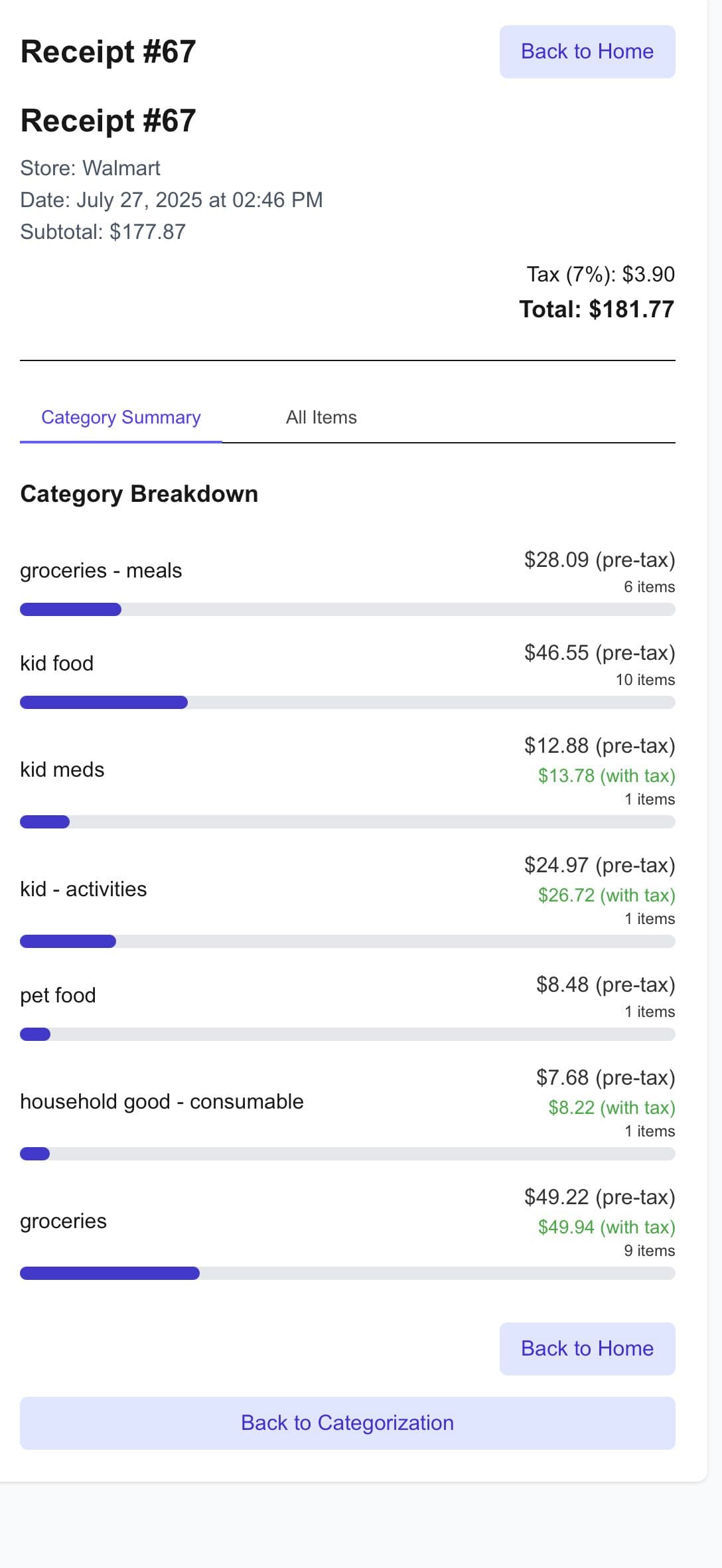 Categorizing new items with dropdown selections