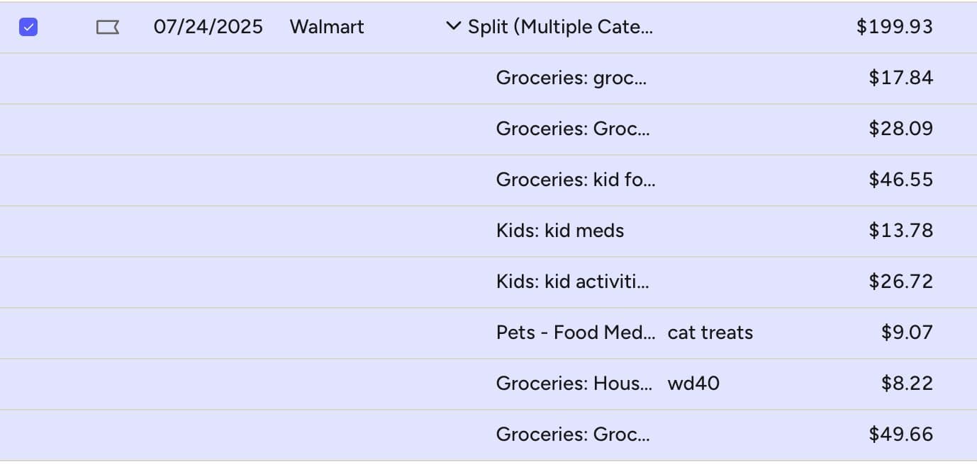 Final categorized output ready for YNAB