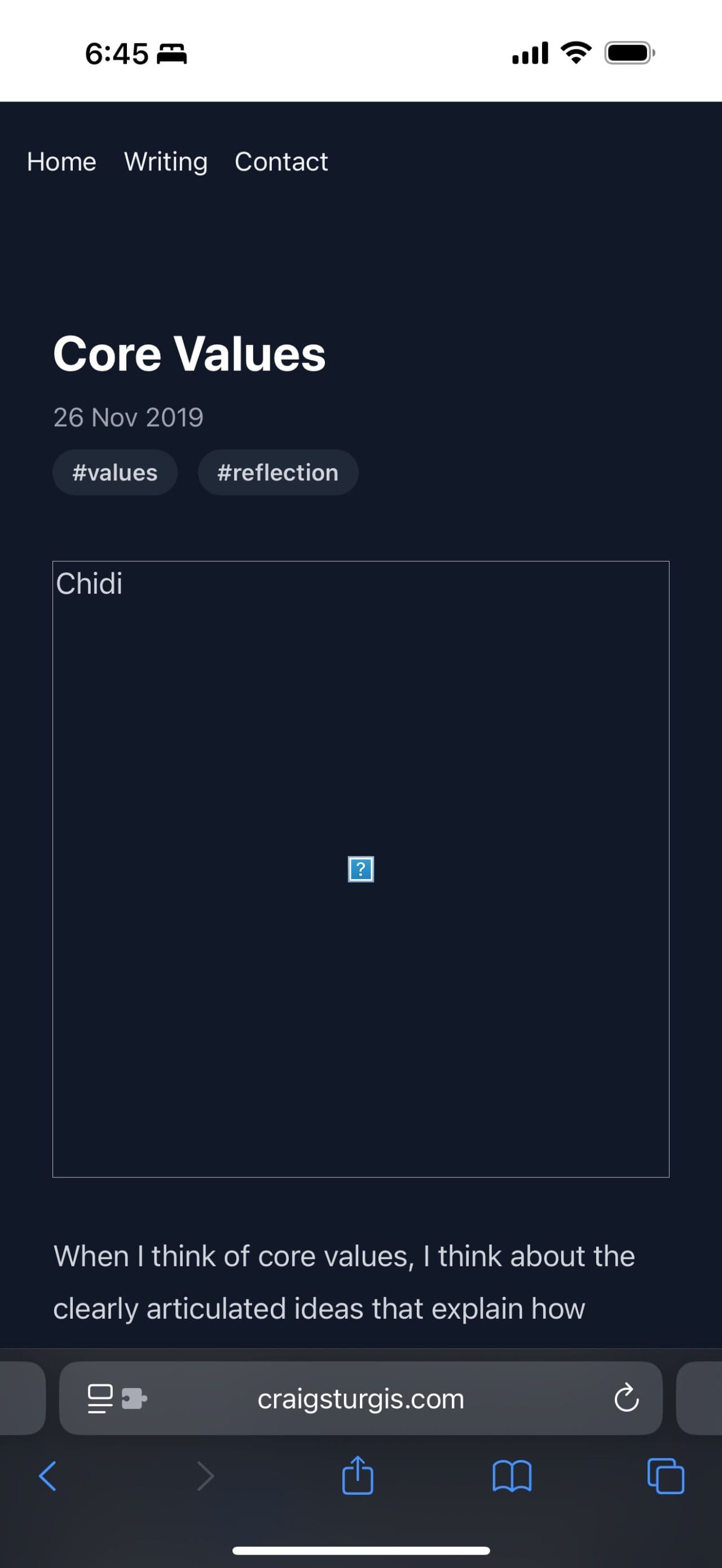 Broken page with missing header image