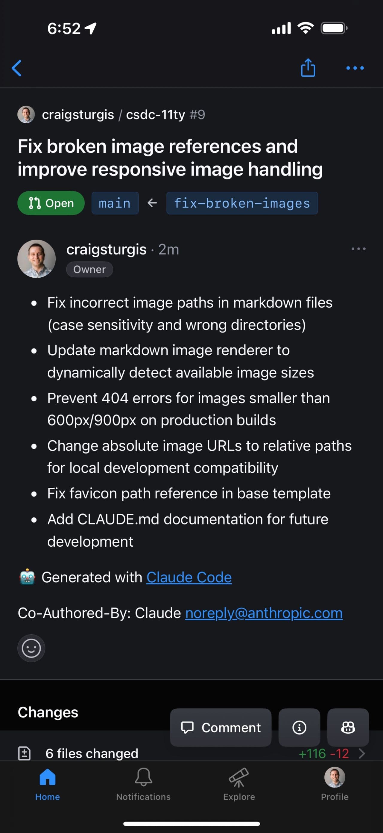 Pull request created from mobile